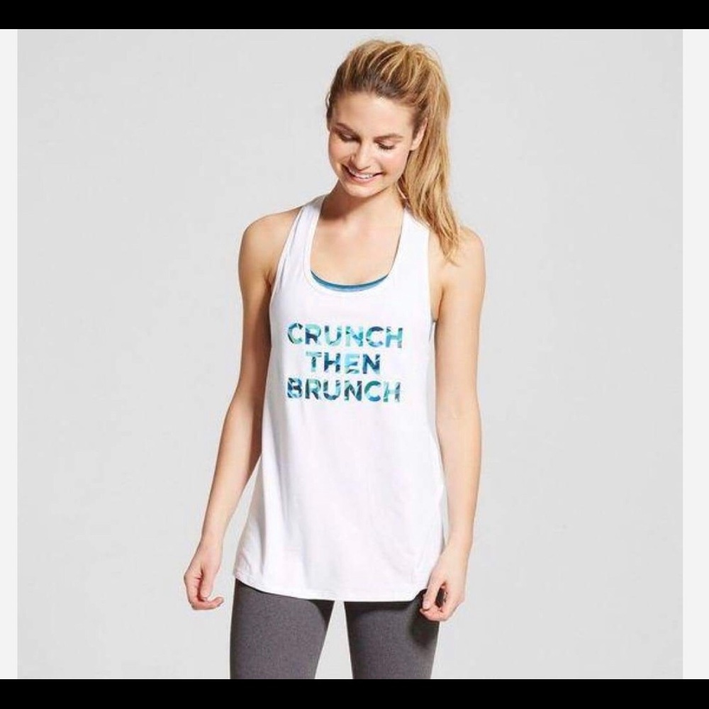 Champion women’s Racerback Activewear Tank Small “Crunch Then Brunch”